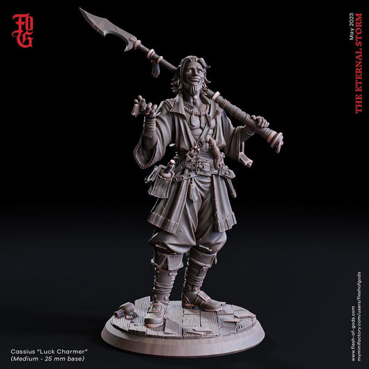 Cassius, Lucky Charmer Miniature | Pirate Rogue Gambler in DnD Adventures | 32mm Scale or 75mm Scale - Plague Miniatures