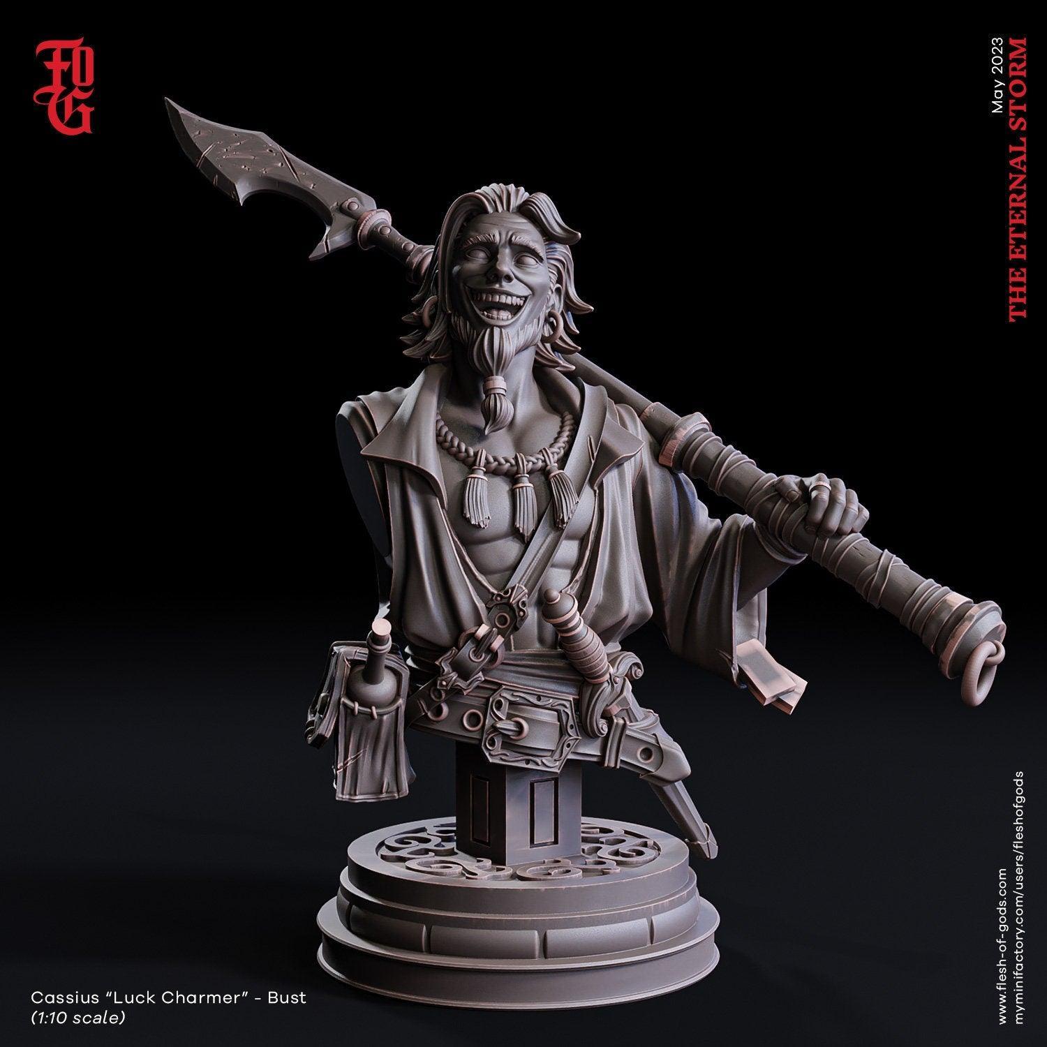Cassius, Lucky Charmer Miniature | Pirate Rogue Gambler in DnD Adventures | 32mm Scale or 75mm Scale - Plague Miniatures