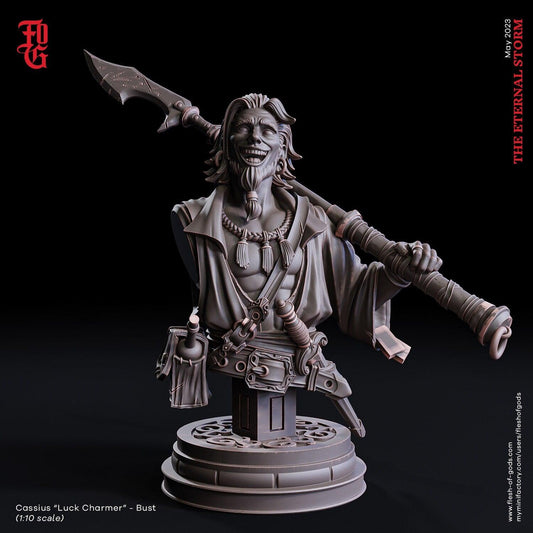 Cassius, Pirate Bust | Lucky Charmer Captain for DnD Decor - Plague Miniatures