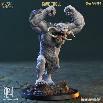Cave Troll Miniature | Fearsome Fantasy Figure for Tabletop Adventures | 32mm Scale - Plague Miniatures