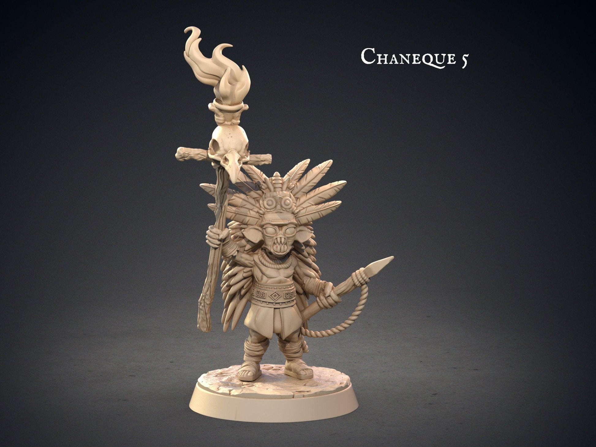 Chaneque Aztec Miniature | Aztec Mayan Figurine for DnD | 32mm Scale - Plague Miniatures
