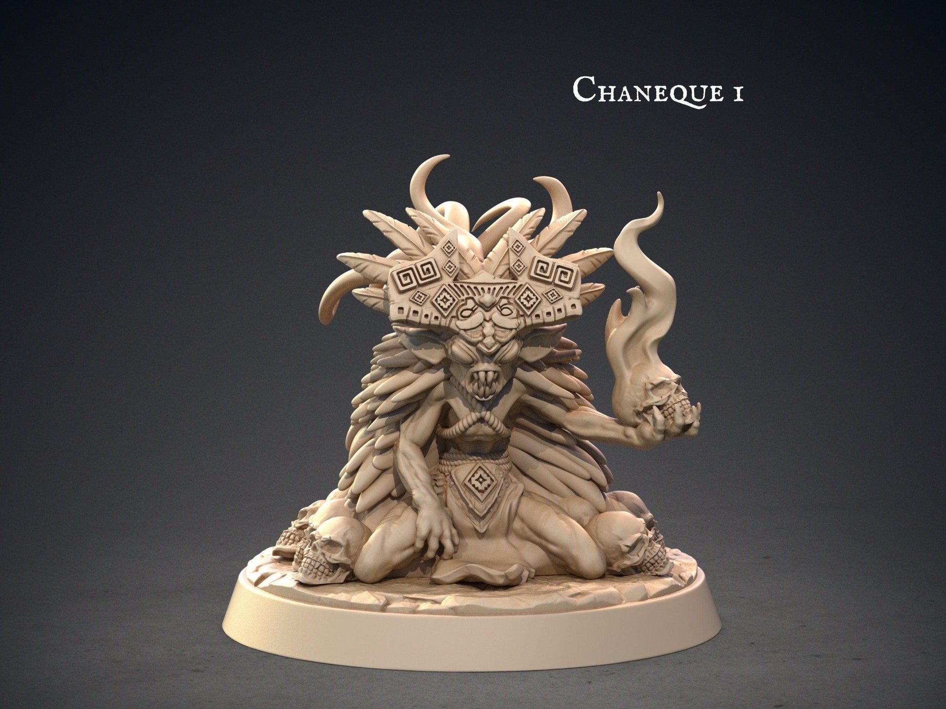 Chaneque Aztec Miniature | Aztec Mayan Figurine for DnD | 32mm Scale - Plague Miniatures