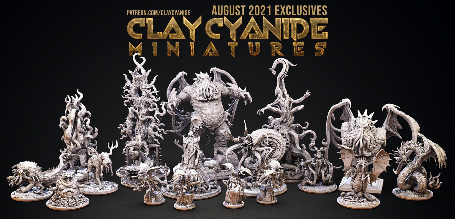 Chthonian miniature Cthulhu Statue | Clay Cyanide | Great Old Ones | Tabletop Gaming | DnD Miniature Dungeons and Dragons DnD monster manual - Plague Miniatures shop for DnD Miniatures