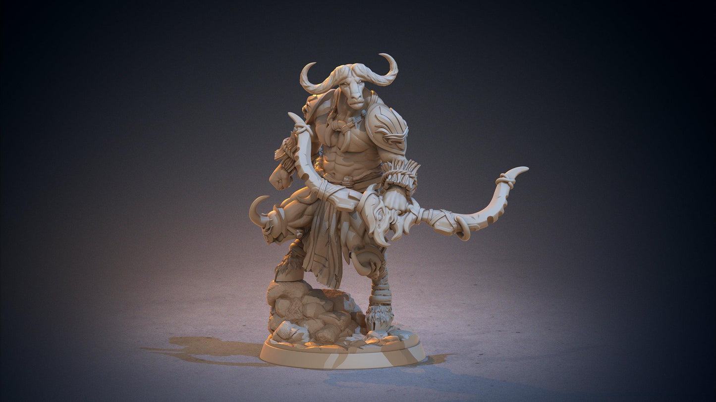 Chutpeys Minotaur Archer Miniature | Precision Strikes in Bovine Form | 32mm Scale - Plague Miniatures