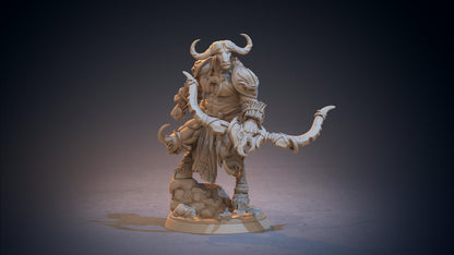 Chutpeys Minotaur Archer Miniature | Precision Strikes in Bovine Form | 32mm Scale - Plague Miniatures