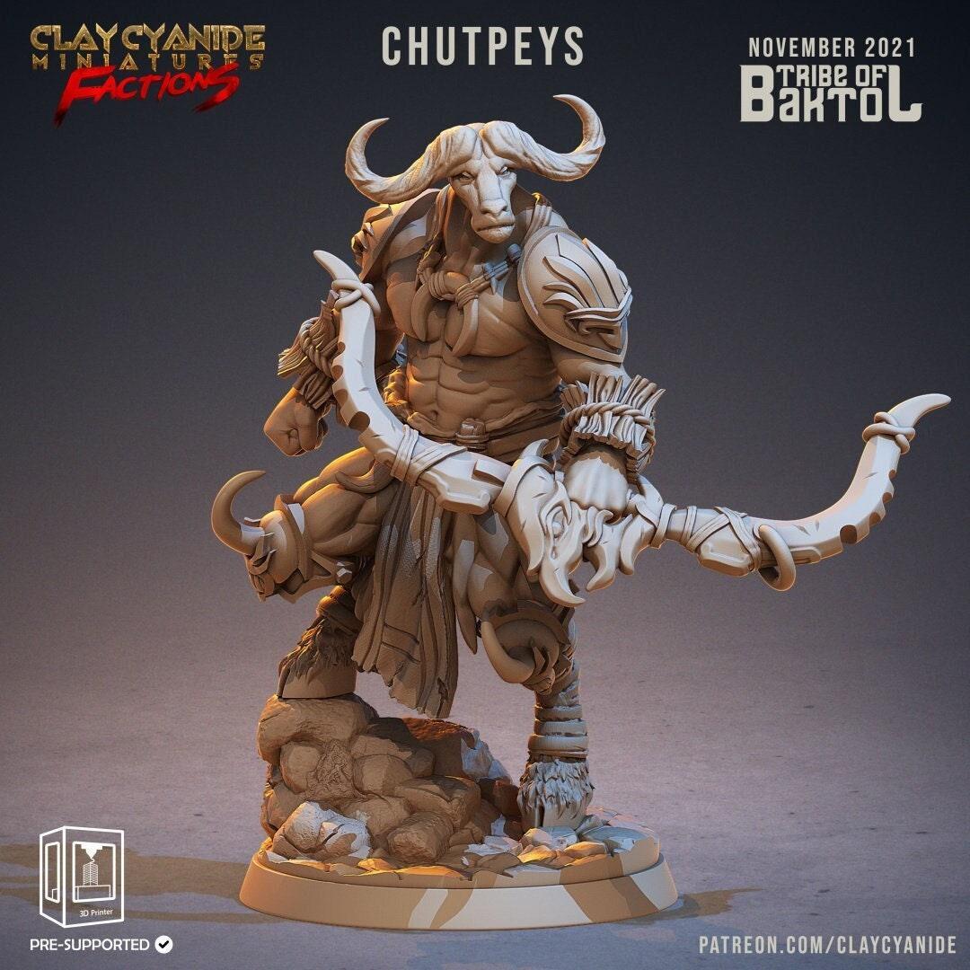 Chutpeys Minotaur Archer Miniature | Precision Strikes in Bovine Form | 32mm Scale - Plague Miniatures