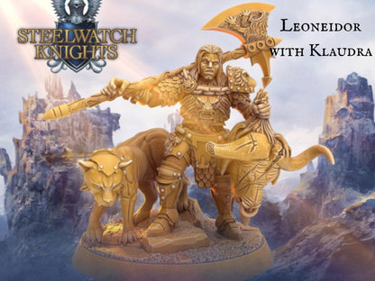 Commander knight miniature Leoneidor | 28mm Scale | DnD Miniature | Dungeons and Dragons | Knight miniature - Plague Miniatures shop for DnD Miniatures