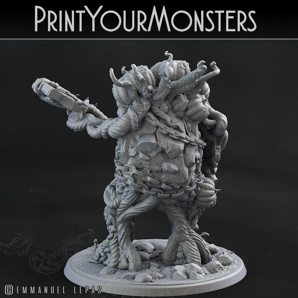 Conjoined Twin Pumpkin Monster Miniature | Halloween Horror Duo - Plague Miniatures