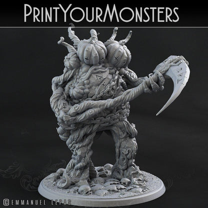 Conjoined Twin Pumpkin Monster Miniature | Halloween Horror Duo - Plague Miniatures