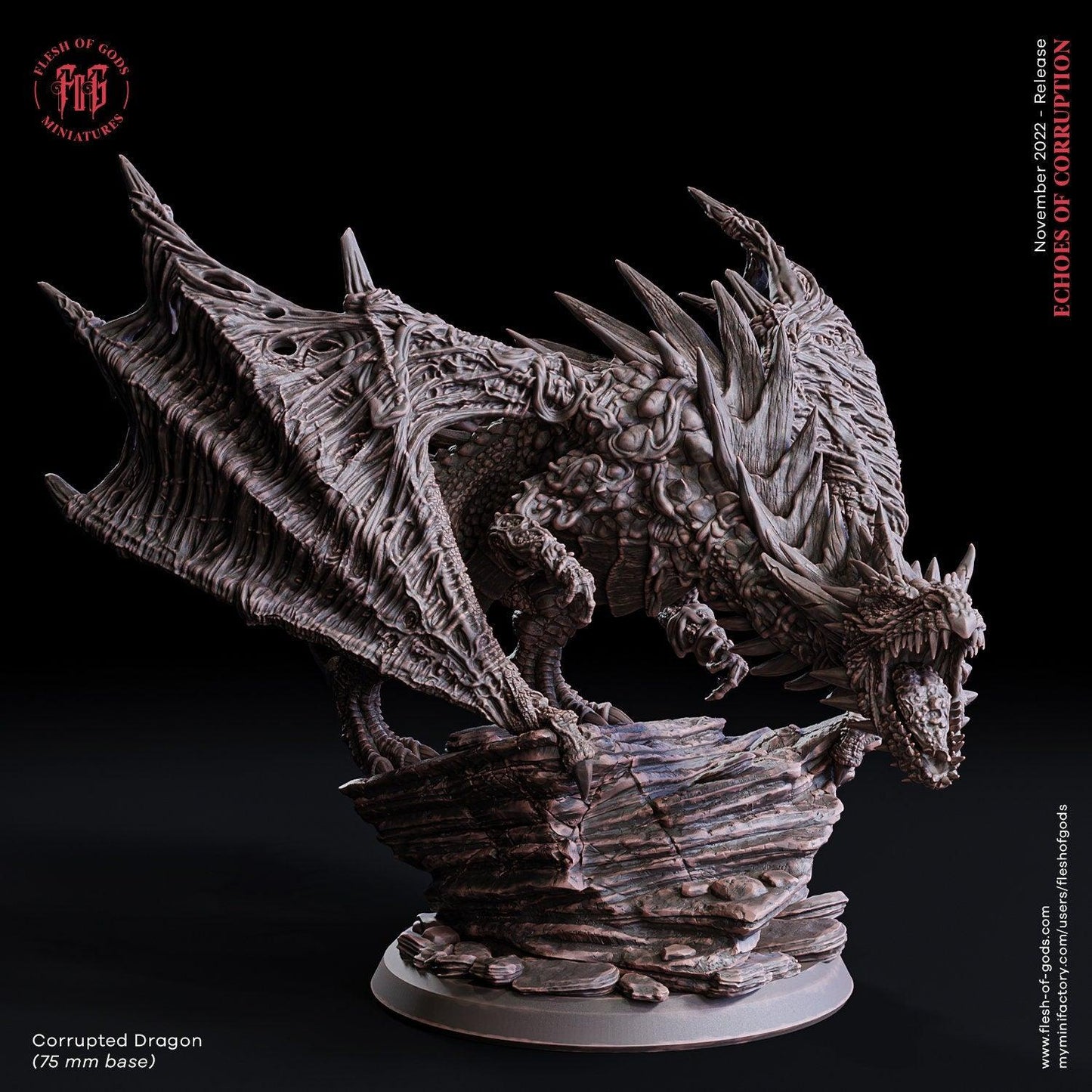 Corrupted Dragon Miniature | Dynamic Monster for DnD | 75mm Base - Plague Miniatures shop for DnD Miniatures