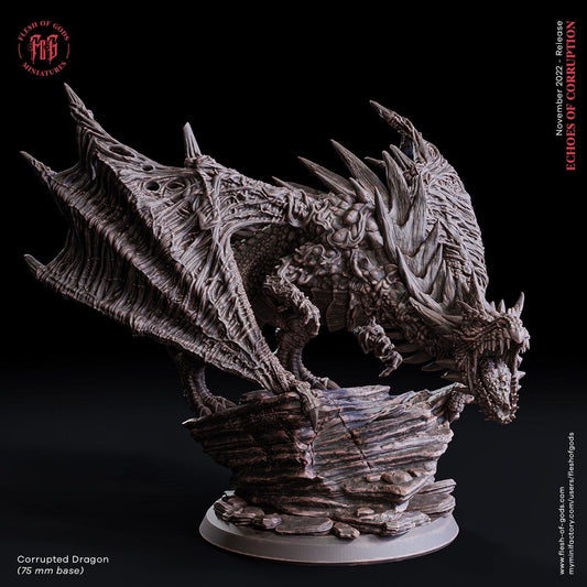 Corrupted Dragon Miniature | Dynamic Monster for DnD | 75mm Base - Plague Miniatures