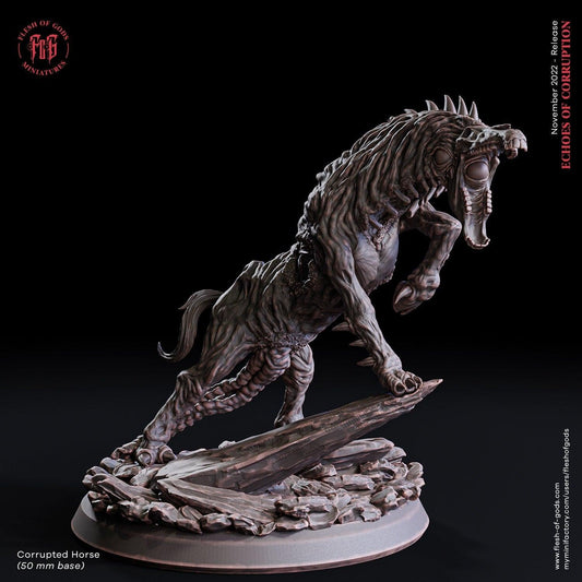 Corrupted Horse Miniature | Mutant Equine Marvel for DnD | 50mm Base - Plague Miniatures shop for DnD Miniatures