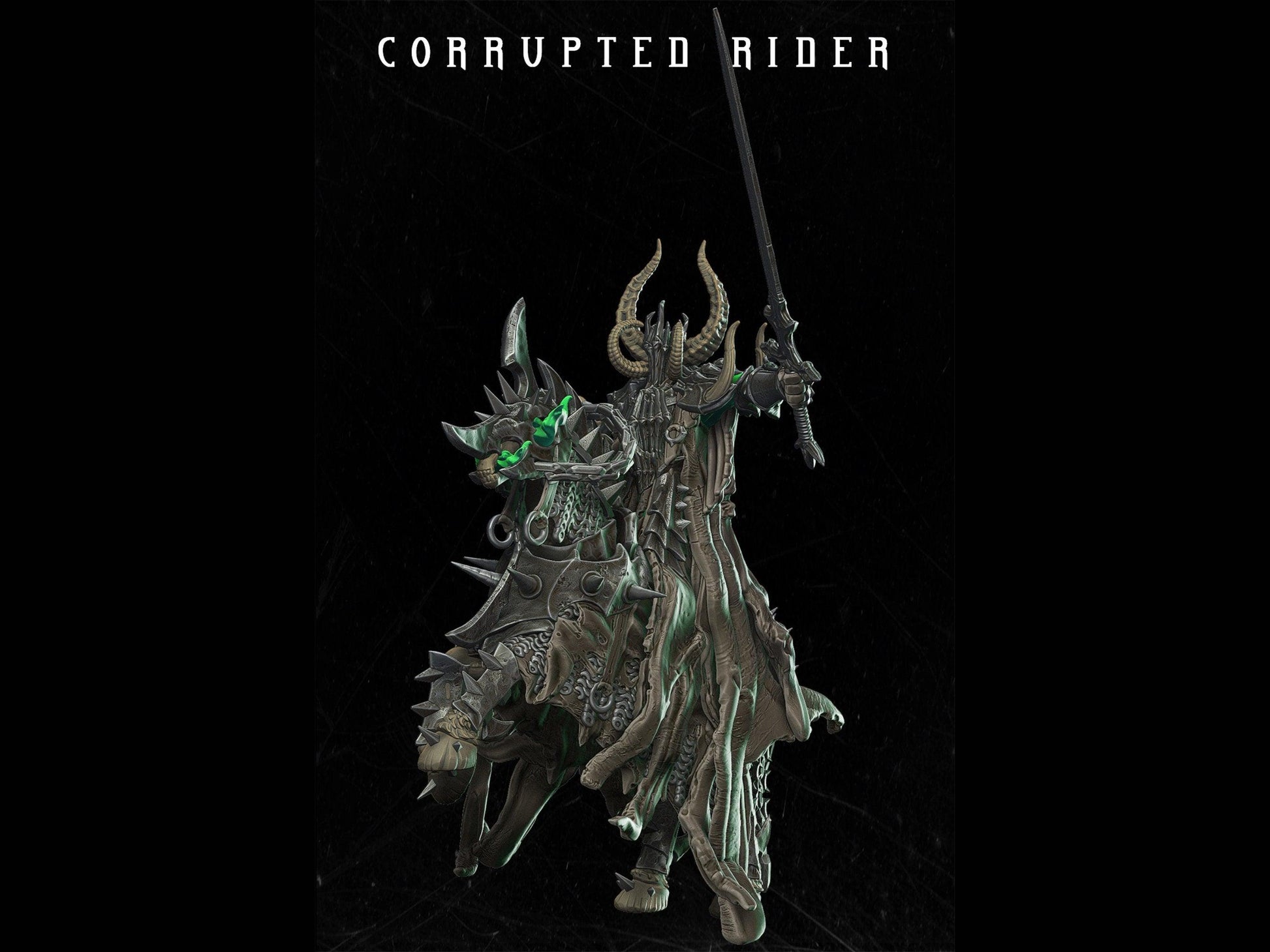 Corrupted Rider Miniature 28mm scale Tabletop gaming DnD Miniature Dungeons and Dragons,dnd 5e dungeon master gift - Plague Miniatures shop for DnD Miniatures