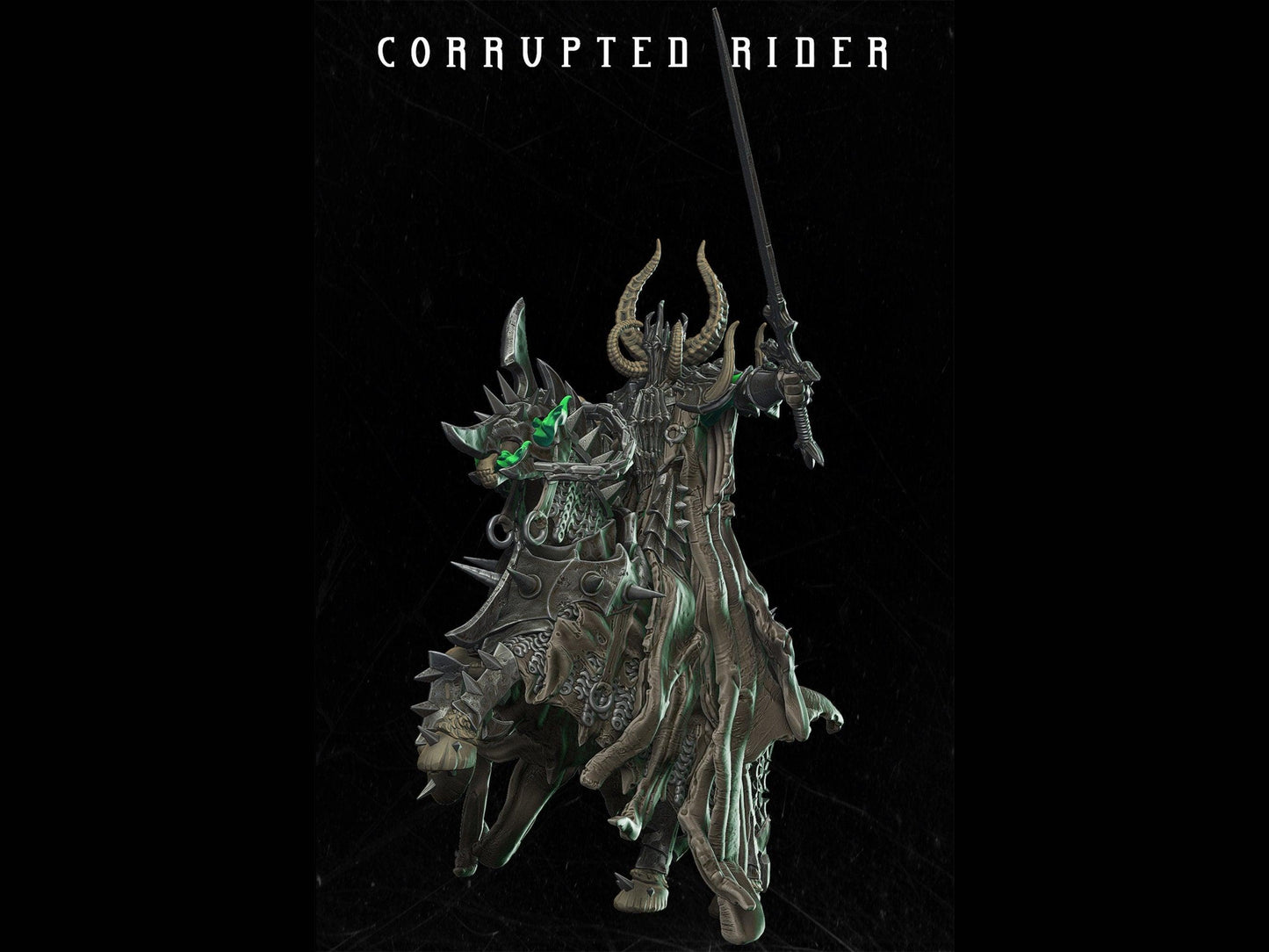 Corrupted Rider Miniature 28mm scale Tabletop gaming DnD Miniature Dungeons and Dragons,dnd 5e dungeon master gift - Plague Miniatures