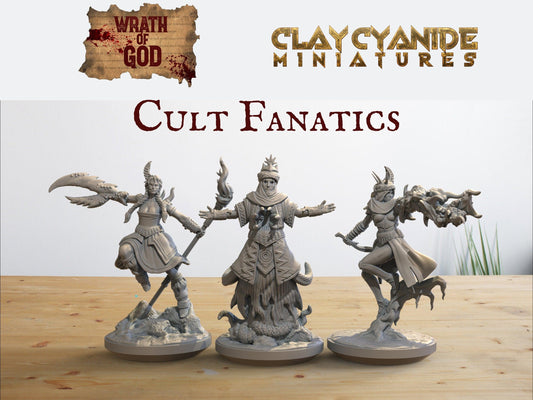 Cult Fanatics miniature | Clay Cyanide | Wrath of God | 3 Types | Tabletop Gaming | DnD Miniature | Dungeons and Dragons,DnD 5e - Plague Miniatures shop for DnD Miniatures