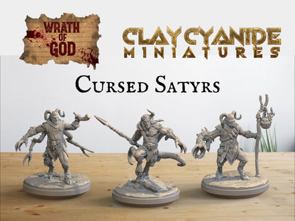 Cursed Satyrs Miniature Set | Accursed Trio for Tabletop Games | 32mm Scale - Plague Miniatures