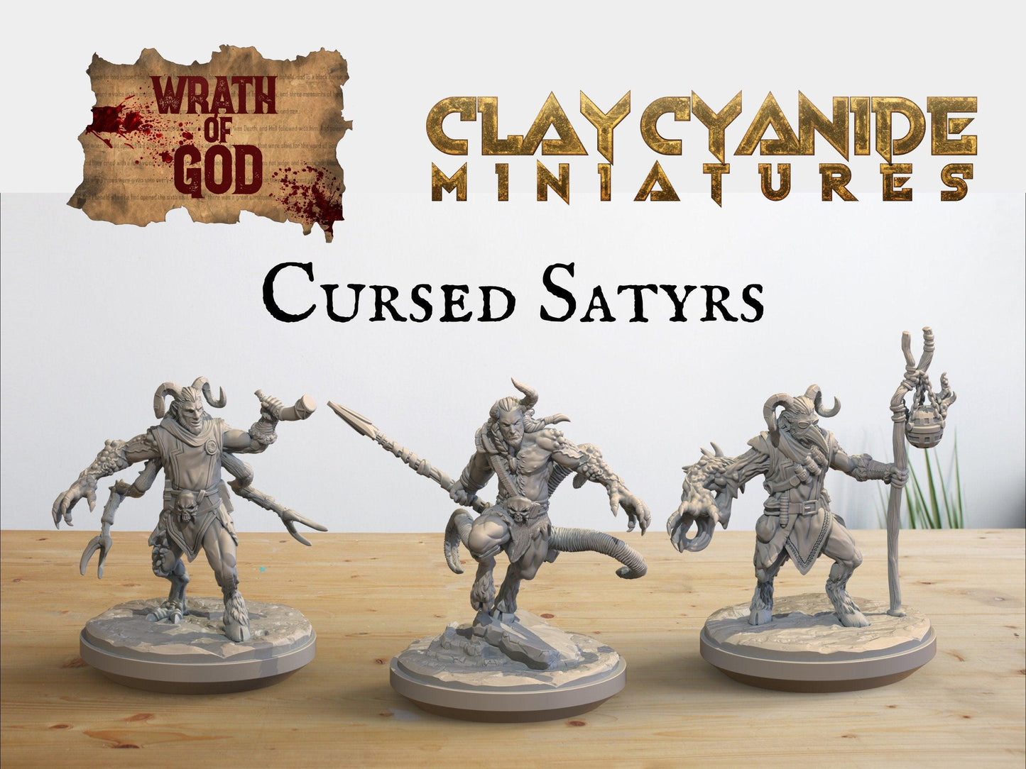 Cursed Satyrs Miniature Set | Accursed Trio for Tabletop Games | 32mm Scale - Plague Miniatures