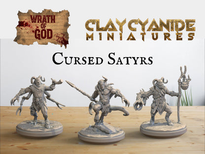 Cursed Satyrs Miniature Set | Accursed Trio for Tabletop Games | 32mm Scale - Plague Miniatures