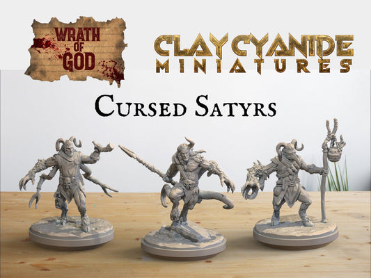 Cursed Satyrs Miniature Set | Accursed Trio for Tabletop Games | 32mm Scale - Plague Miniatures