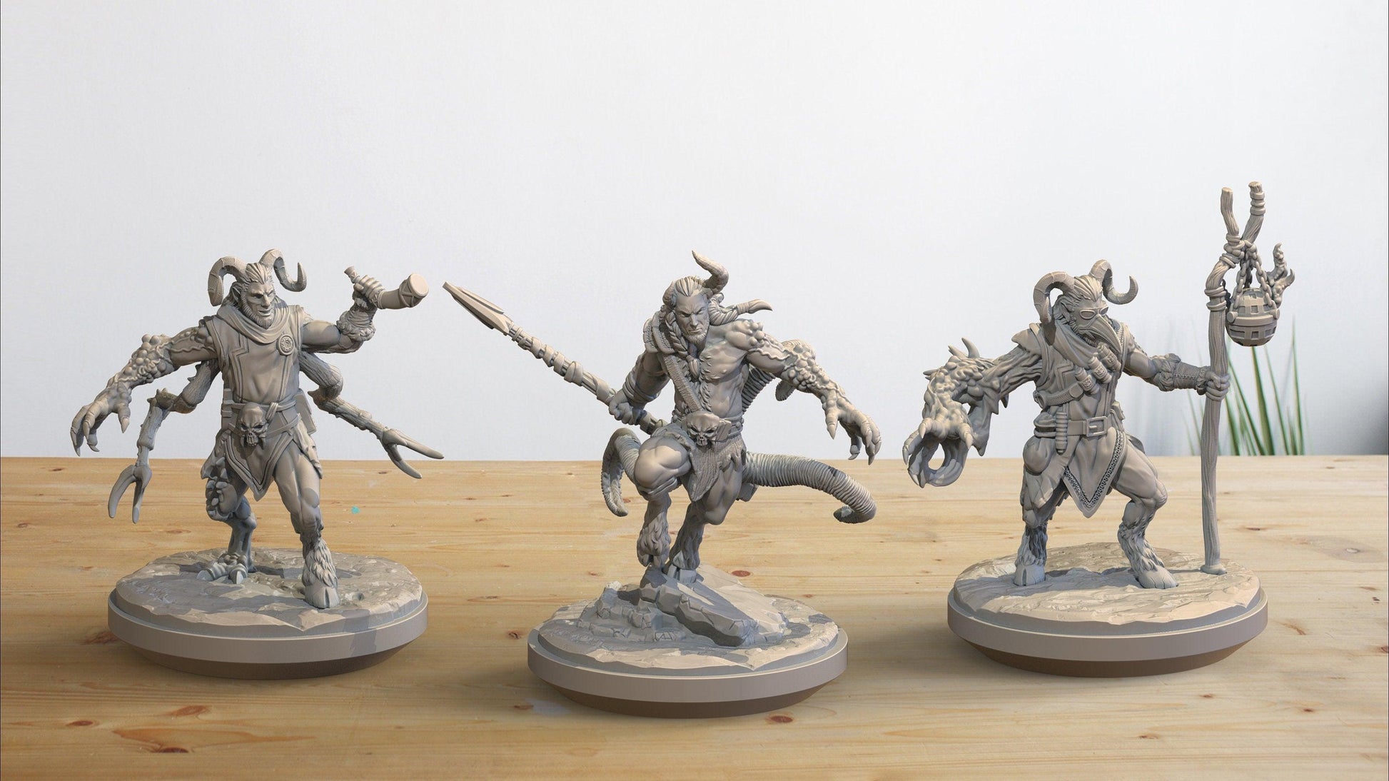 Cursed Satyrs Miniature Set | Accursed Trio for Tabletop Games | 32mm Scale - Plague Miniatures