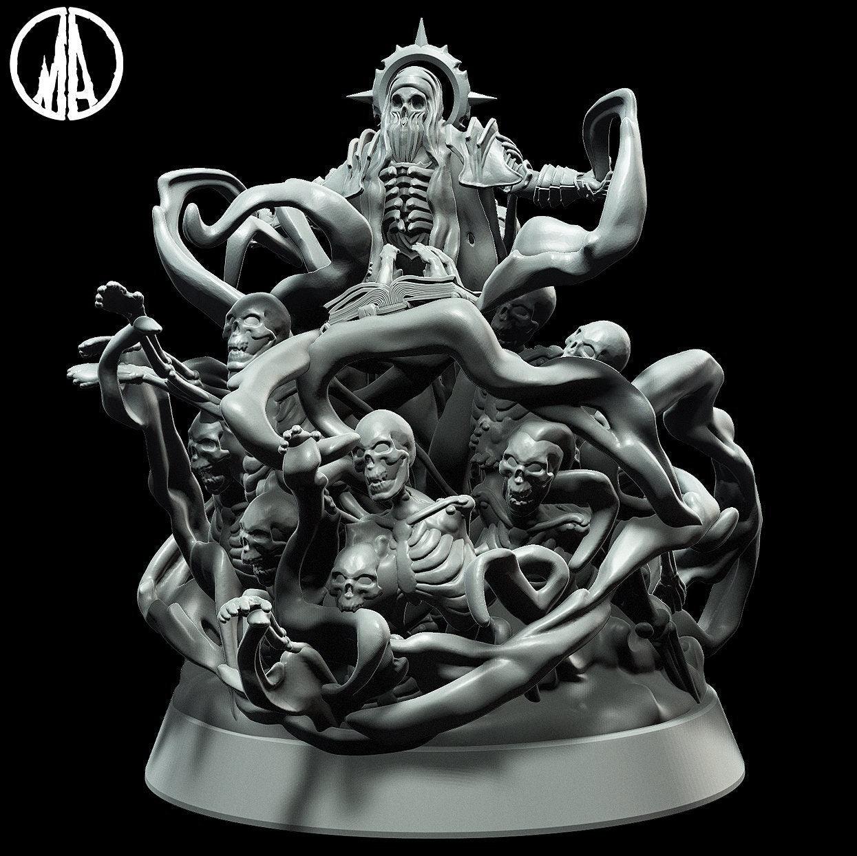 Cursed Summoner miniature | Monolith Arts | Miniature 28mm scale Tabletop gaming DnD Miniature Dungeons and Dragons dnd 5e - Plague Miniatures