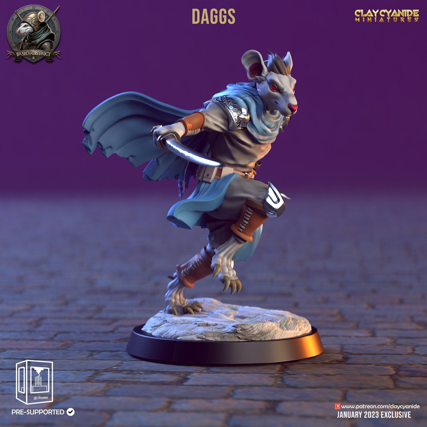 Daggs, Burat Knight Skaven Miniature | Dual-Blade Ratman Warrior | 32mm Scale - Plague Miniatures