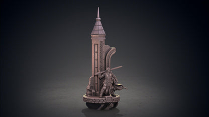 Dante and Tower Miniature | Journey through the Inferno | 32mm Scale - Plague Miniatures