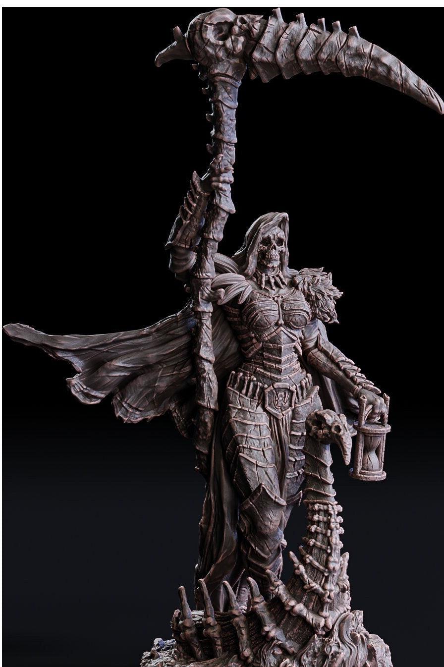 Death Wielder Grim Reaper Miniature | Female Harbinger of Doom in DnD Realms | 32mm Scale - Plague Miniatures