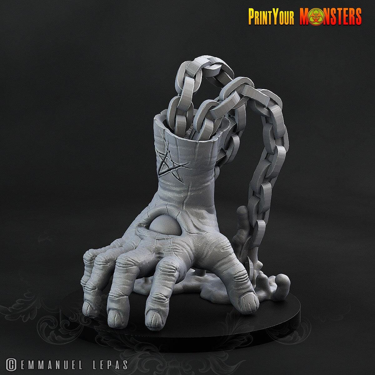 Demon Hand Monster Chained Miniature | Demon Guardian | 50mm Base - Plague Miniatures