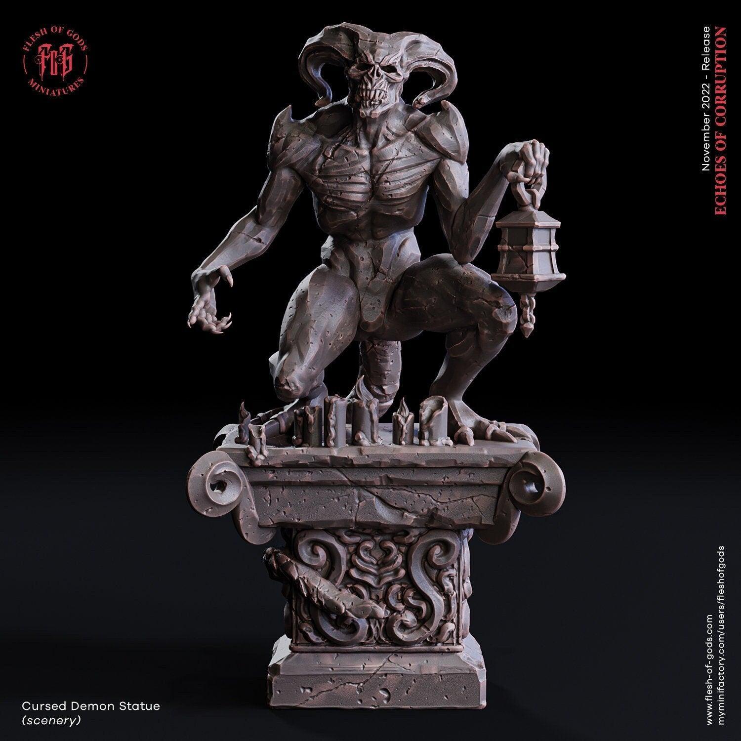 Demon Statue Terrain Miniature DnD Cemetery Terrain | 32mm Scale ...