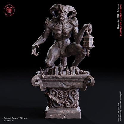 Demon Statue Terrain Miniature DnD Cemetery Terrain | 32mm Scale - Plague Miniatures