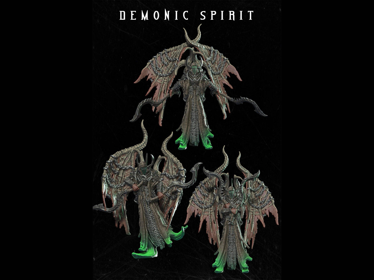 Demonic Spirit Miniature - 3 Poses - 28mm scale Tabletop gaming DnD Miniature Dungeons and Dragons, dnd 5e - Plague Miniatures