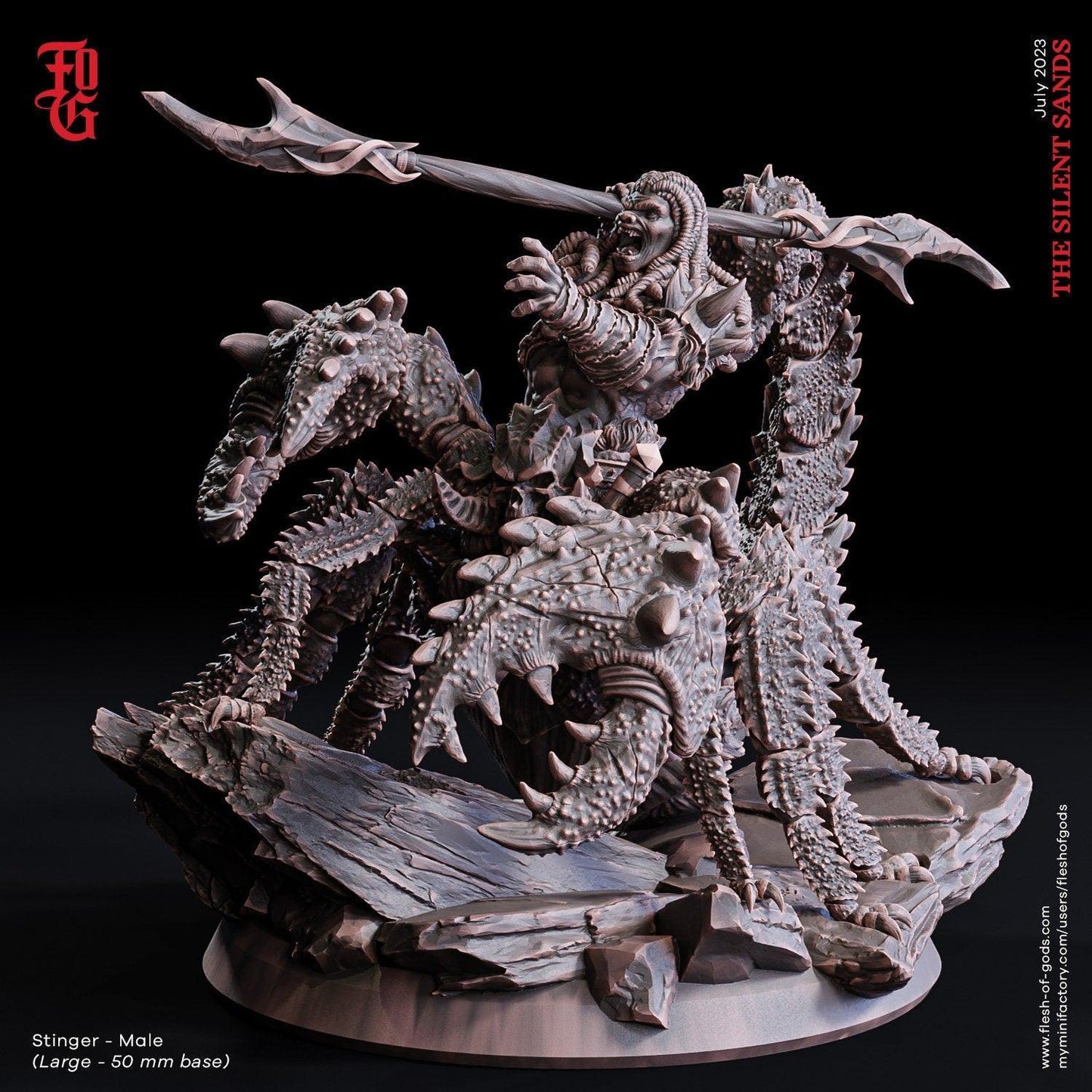 Desert Stinger Miniature | Female Scorpion Hybrid Monster for DnD | 50mm Base - Plague Miniatures