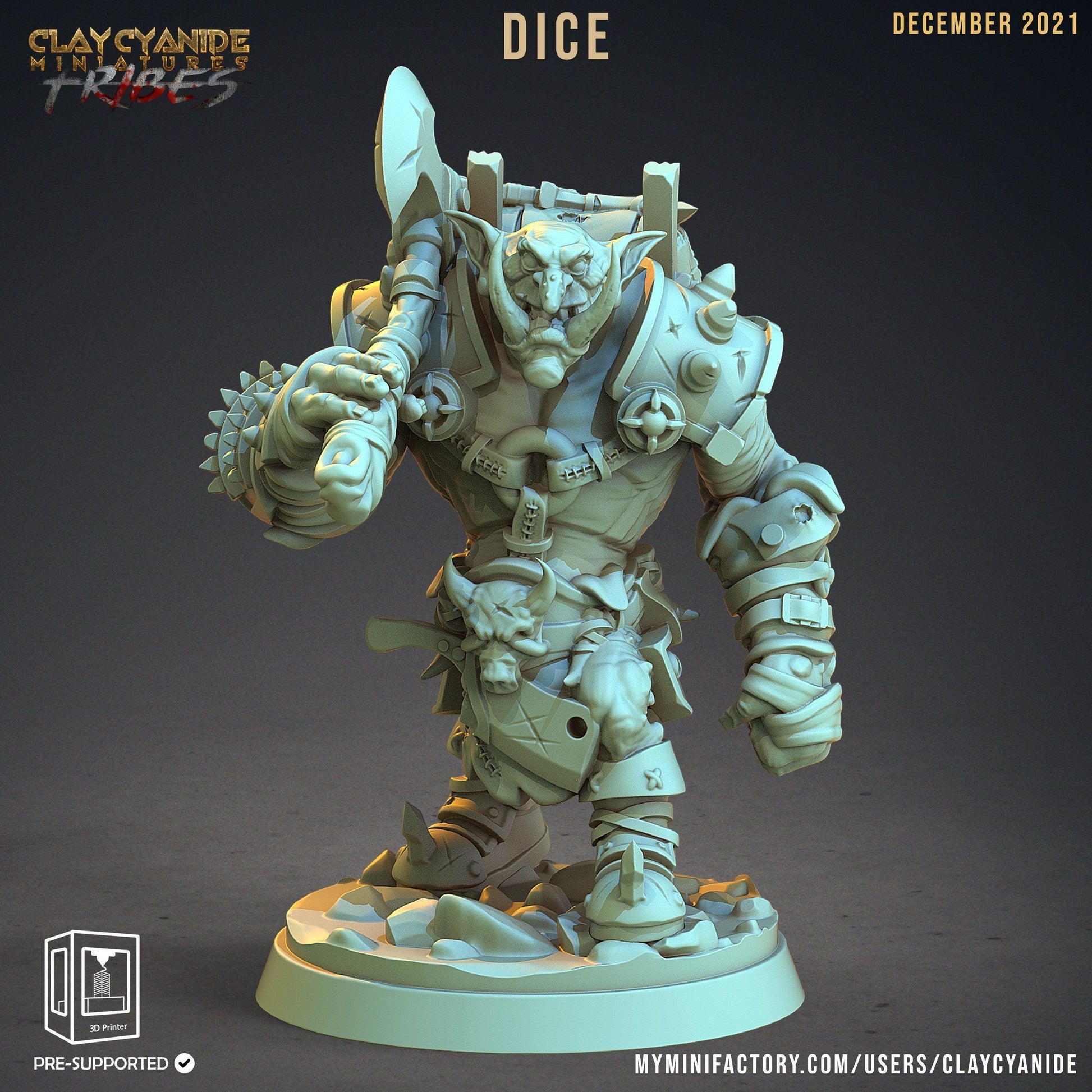 Dice, the War Troll Crusher Miniature | DnD RPG Trolls | 32mm Scale - Plague Miniatures shop for DnD Miniatures