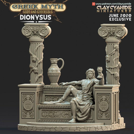 Dionysus Miniature | Clay Cyanide | Greek Myth | Tabletop Gaming | DnD Miniature | Dungeons and Dragons, DnD 5e - Plague Miniatures shop for DnD Miniatures