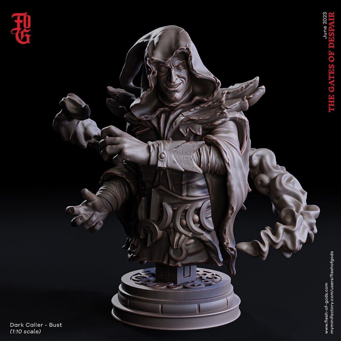 DnD Dark Caller Miniature | Wizard Mage Sorcerer Warlock Caster | 32mm or 75mm Scale - Plague Miniatures
