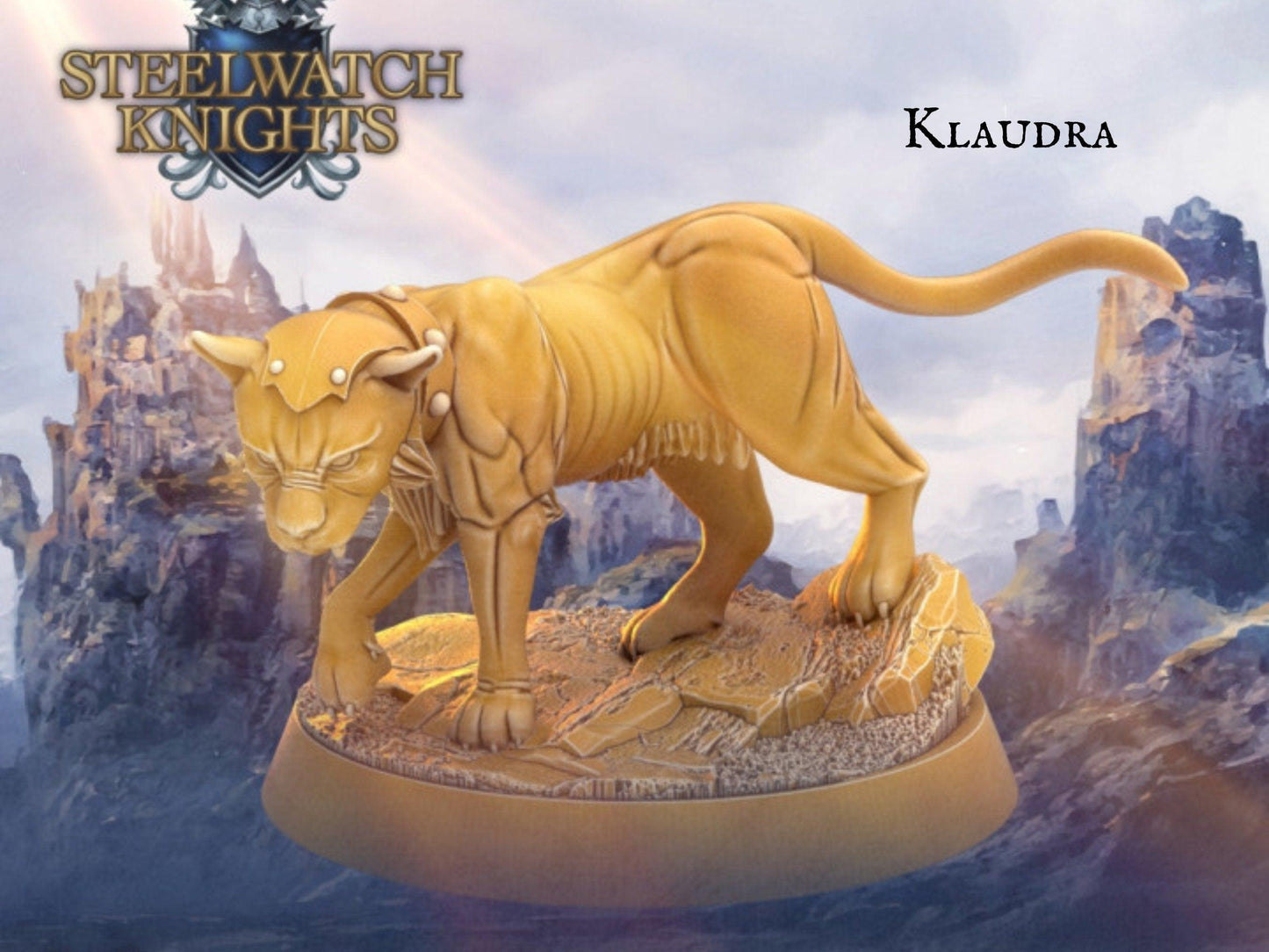 DnD Paladin miniature with lion companion animal | 28mm Scale | DnD Miniature | Dungeons and Dragons | cat miniature - Plague Miniatures