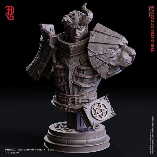 DnD Ragarth Oathbreaker Paladin Bust | Resin Display Statue - Plague Miniatures