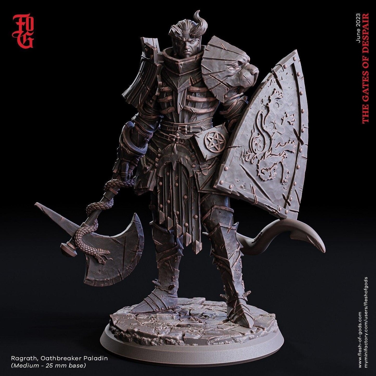 DnD Ragarth Oathbreaker Paladin Miniature for Tabletop Gaming | 32mm Scale - Plague Miniatures