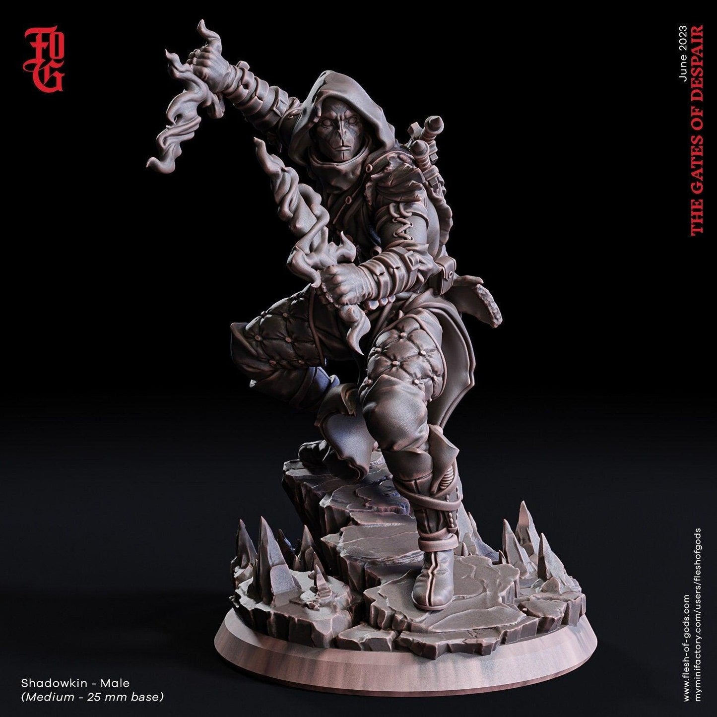 DnD Shadowkin Miniature Male Rogue | 25mm Base or 75mm Scale - Plague Miniatures