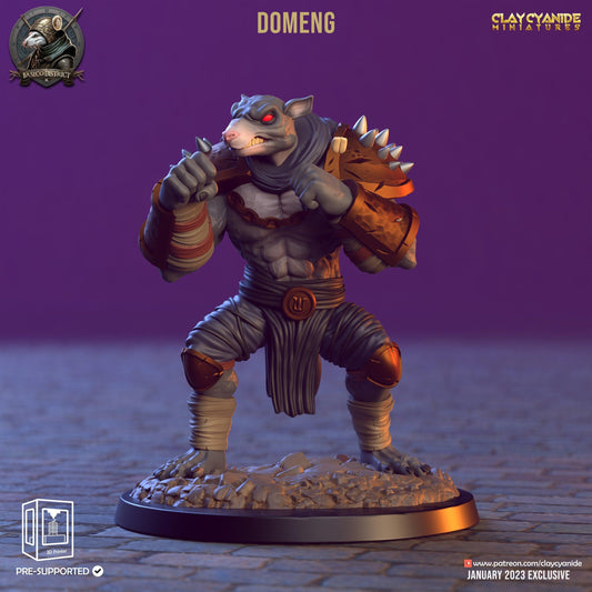 Domeng, Skaven Miniature | Hagibis Rat Brute | 32mm Scale - Plague Miniatures