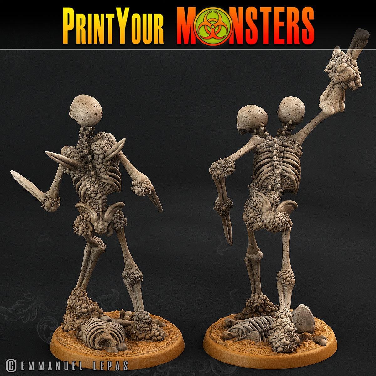 Double-Headed Bone Skeleton Miniatures for D&D | Tabletop Gaming Figurines - Plague Miniatures