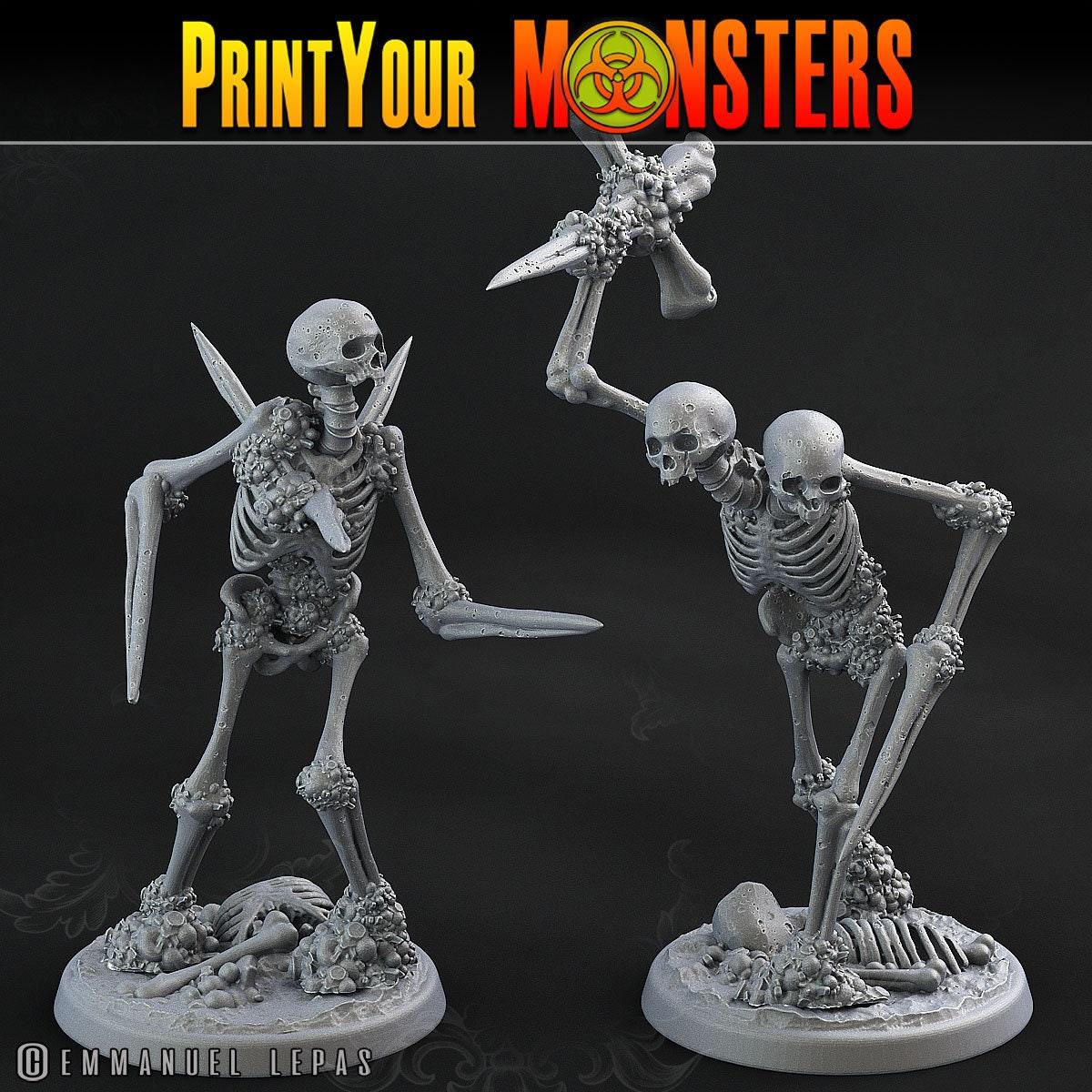 Double-Headed Bone Skeleton Miniatures for D&D | Tabletop Gaming Figurines - Plague Miniatures