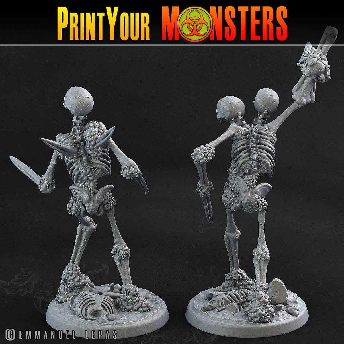 Double-Headed Bone Skeleton Miniatures for D&D | Tabletop Gaming Figurines - Plague Miniatures