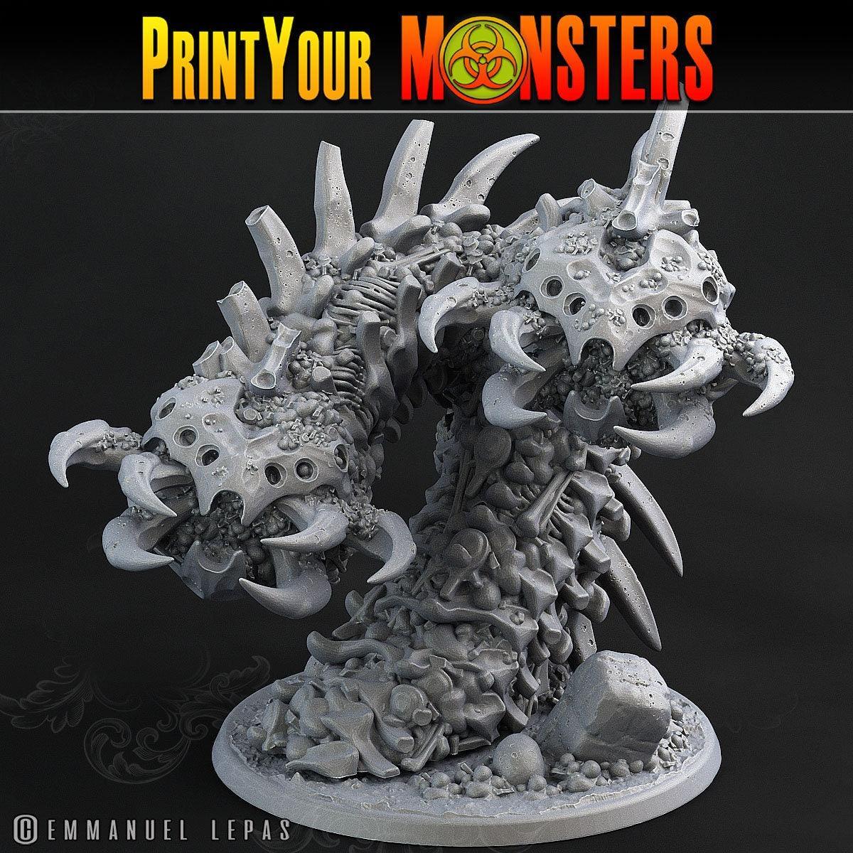 Double Headed Bone Worm Miniatures | Dungeons and Dragons Worm Miniatures - Plague Miniatures