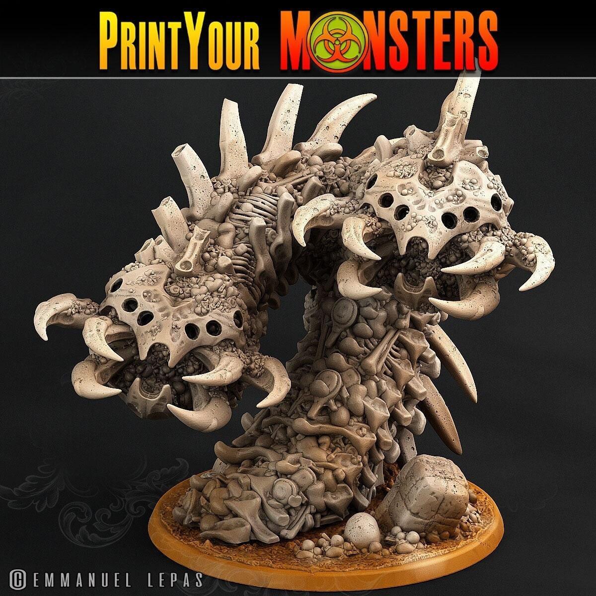 Double Headed Bone Worm Miniatures | Dungeons and Dragons Worm Miniatures - Plague Miniatures