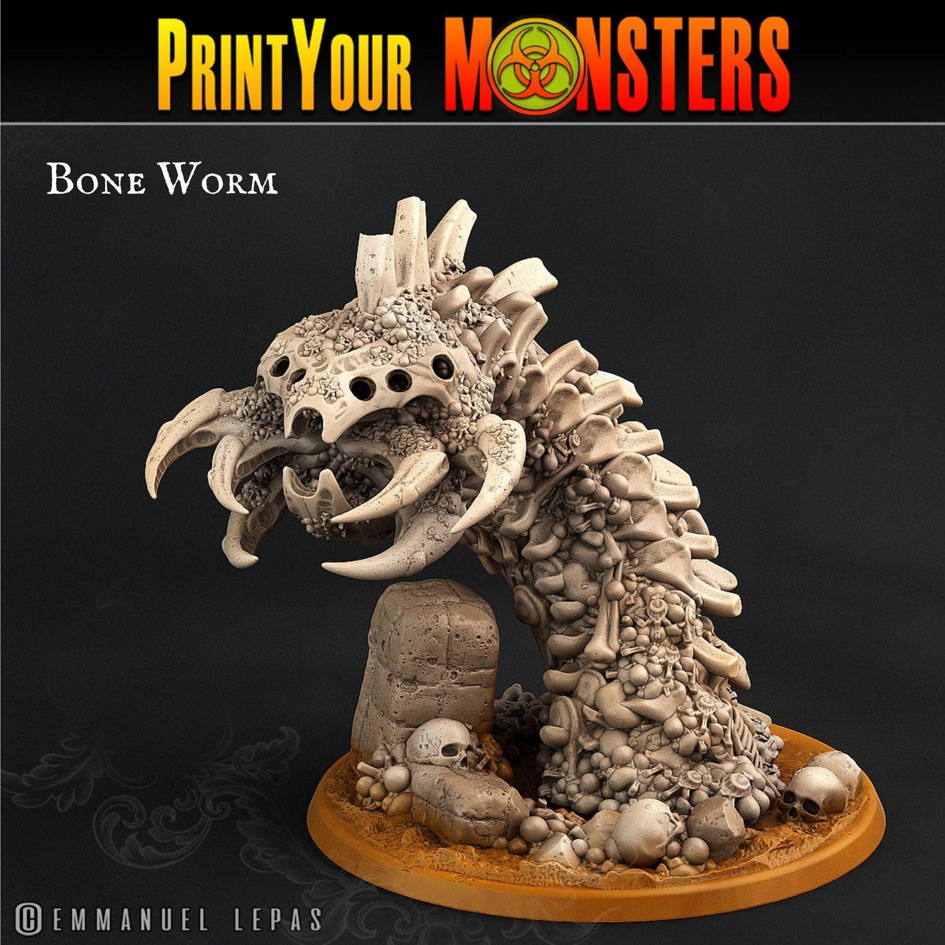 Double Headed Bone Worm Miniatures | Dungeons and Dragons Worm Miniatures - Plague Miniatures