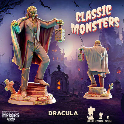 Dracula Miniature Bust Miniature Resin Display | Classic Monsters | DnD Miniature | Dungeons and Dragons, DnD vampire mini dracula figure - Plague Miniatures