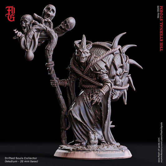Drifted Souls Collector Undead Pirate Miniature | 25mm base | DnD Miniature Dungeons and Dragons DnD 5e | Soul Collector reaper Miniature - Plague Miniatures shop for DnD Miniatures