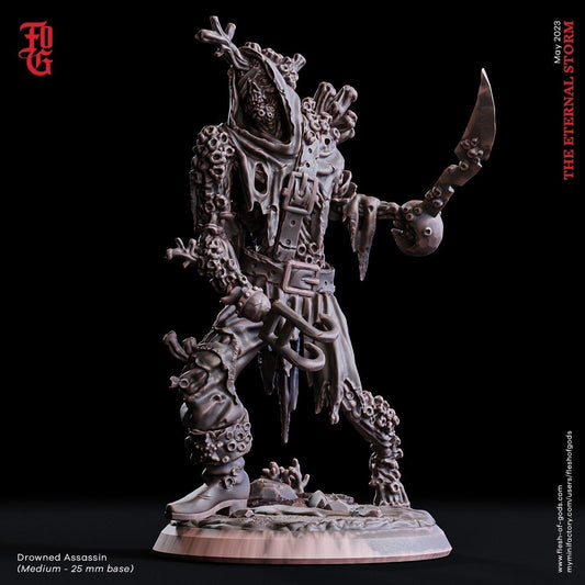 Drowned Assassin Miniature | Phantom of the Depths for DnD Skullduggery | 32mm Scale - Plague Miniatures